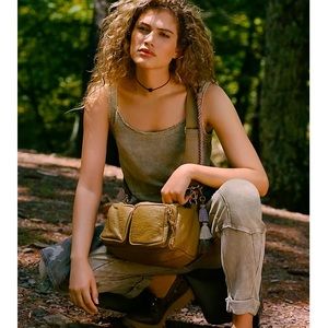 Boxy leather crossbody bag by Anthropologie